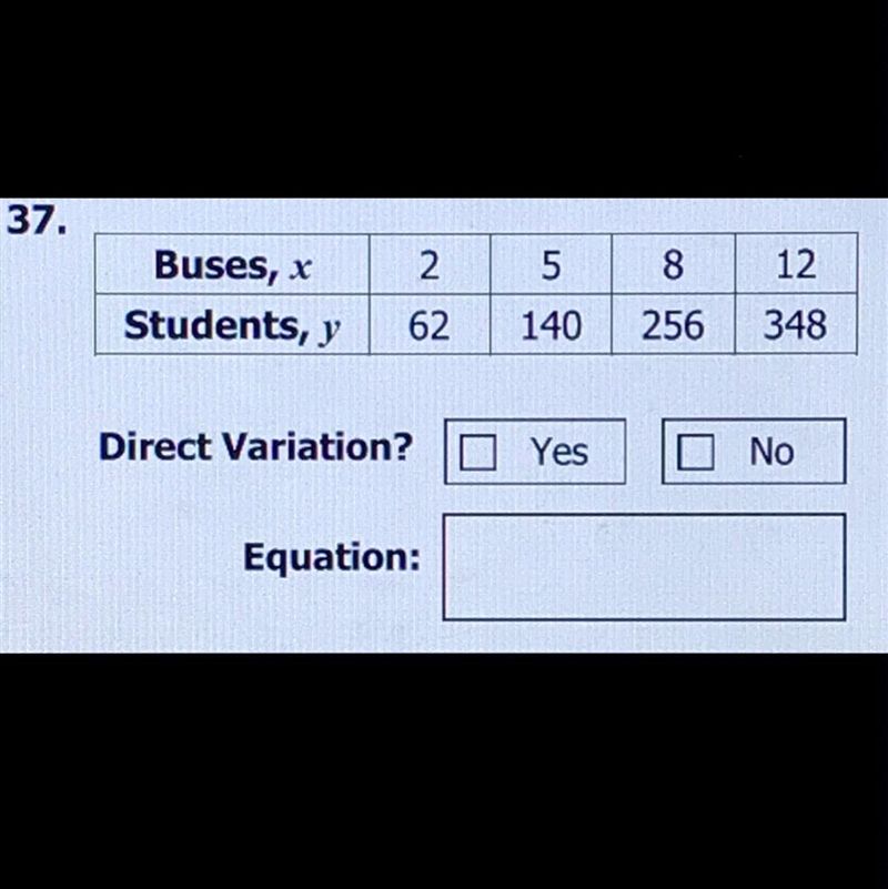 Determine whether the values in the table represent a direct variation. If yes, write-example-1