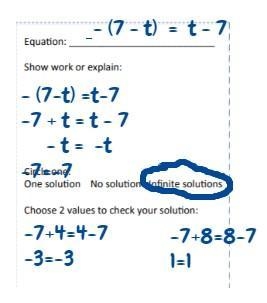 If the equation is 0=0.64z-z+0.36z and the answer is true for all z what are 2 values-example-1