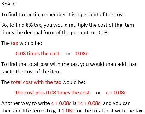 Marta wants to give the waiter a 18% tip. Write an expression with one term that Marta-example-1