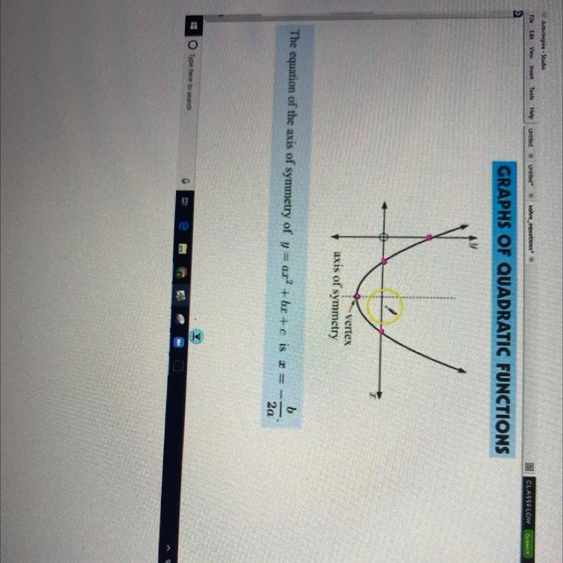 Please help lol!!!!! If the x-intercepts here are 2 and 7, what would be the axis-example-1