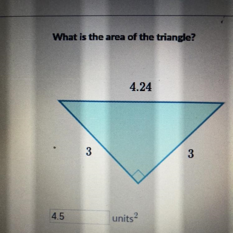 What is the area of the triangle? Is this correct?-example-1