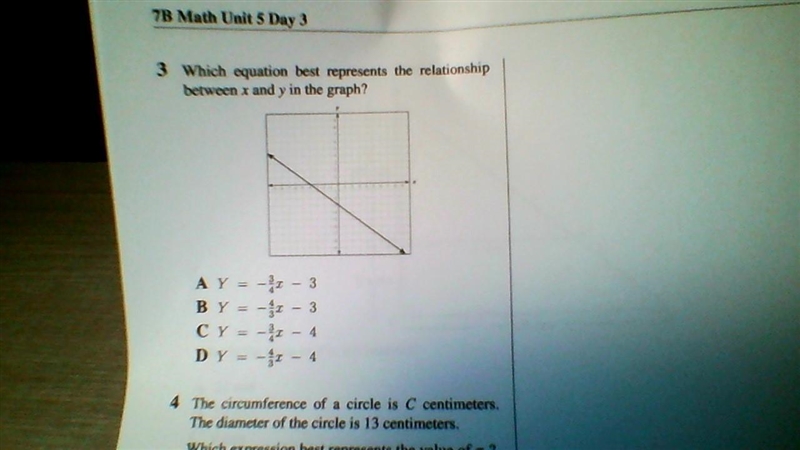 Which equation best represents the relationship between x and y in the graph-example-1