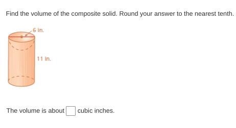 Find the volume of the composite solid. Round your answer to the nearest tenth.-example-1