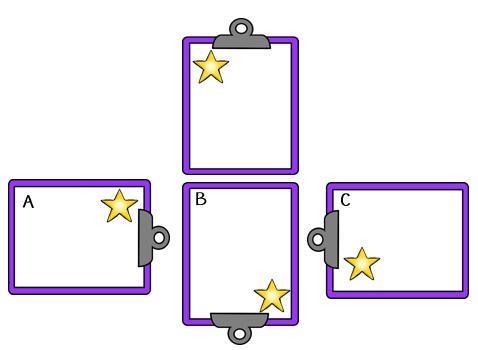 Which clipboard (A, B, or C) represents a 270 degree counter- clockwise rotation?-example-1