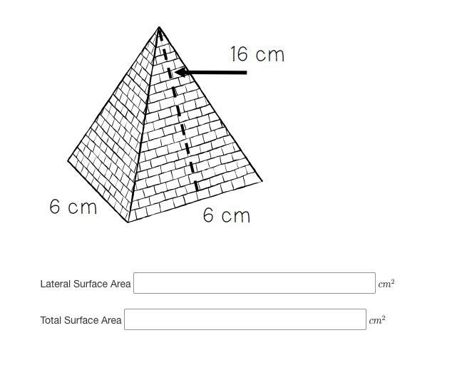 Determine the lateral and total surface area of the pyramid.-example-1