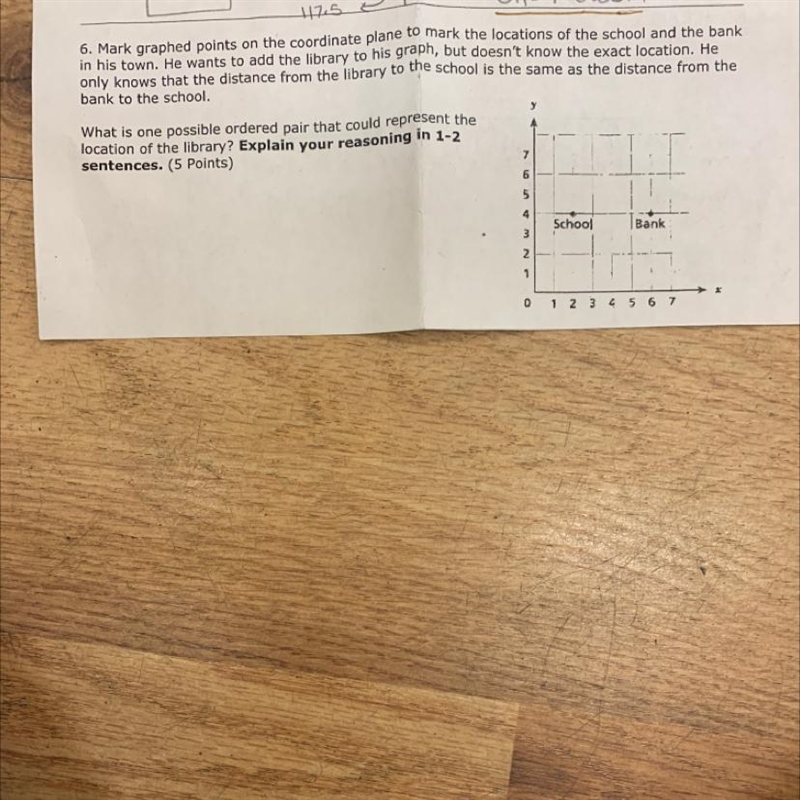 Mark graphed points on the coordinate plane to mark the locations of the school and-example-1