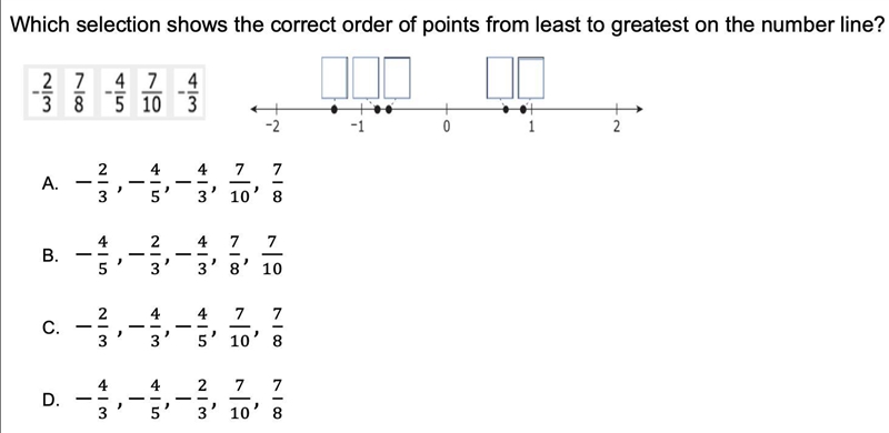 Which selection shows the correct order of points from least to greatest on the number-example-1