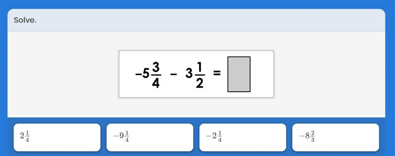 Solve, -5 3/4 - 3/12-example-1