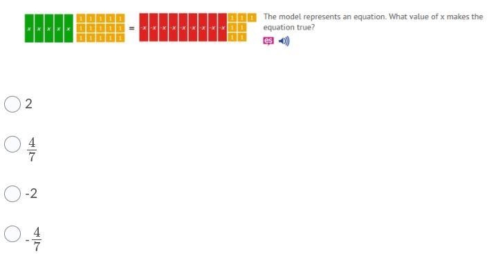 The model represents an equation. What value of x makes the equation true?-example-1