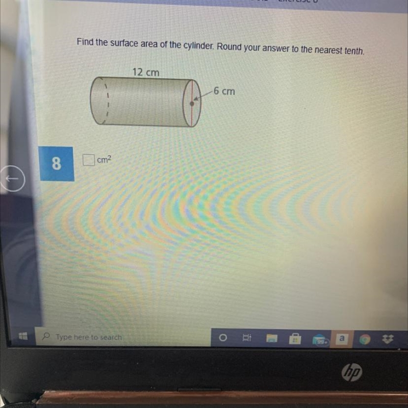 Find the surface area of the cylinder. Round your answer to the nearest tenth.-example-1