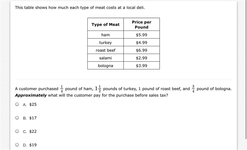 This table shows how much each type of meat costs at a local deli.-example-1