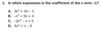 In which expression is the coefficient of the n term -1?-example-1