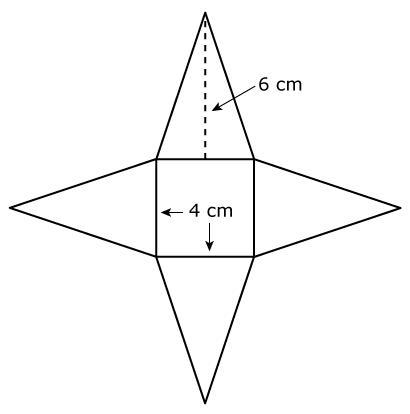 Find the area of the square pyramid represented by this net.-example-1