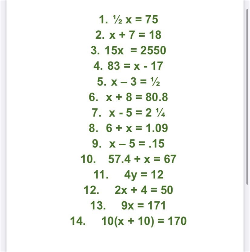 Create 5 word problems using the equations provided. Each word problem should have-example-1