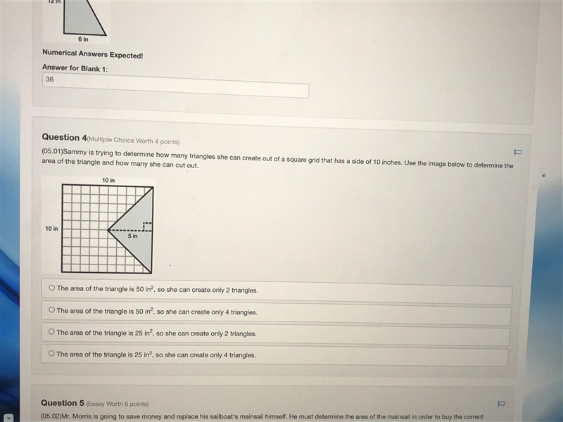 Sammy is trying to determine how many triangles she can crate out of a square grid-example-1