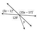 Solve for x find the measure of angle y-example-1