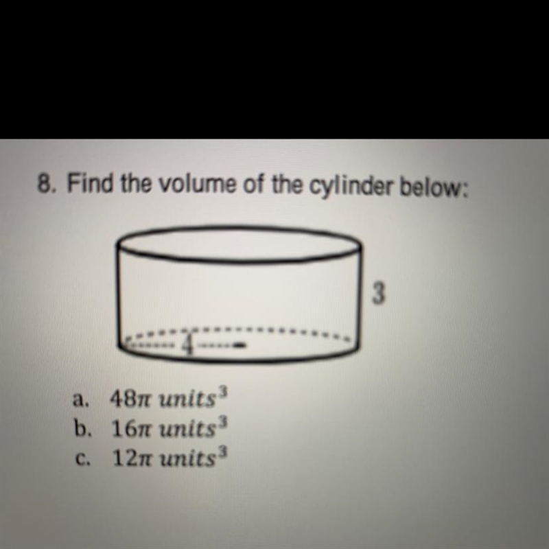 Find the volume of the cylinder below:-example-1