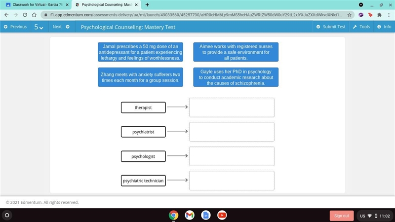 PLEASE HELP ! Match the mental health care professional to the description provided-example-1