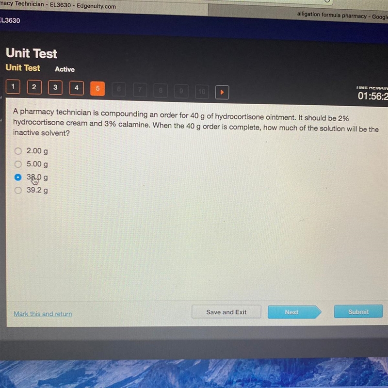 A pharmacy technician is compounding an order for 40 g of hydrocortisone ointment-example-1