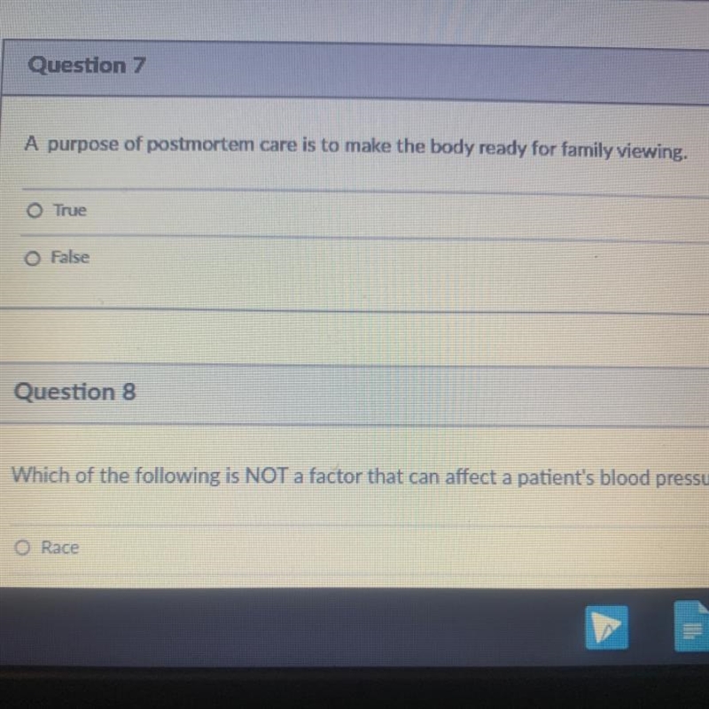 A purpose of postmortem care is to make the body ready for family viewing. TRUE OR-example-1