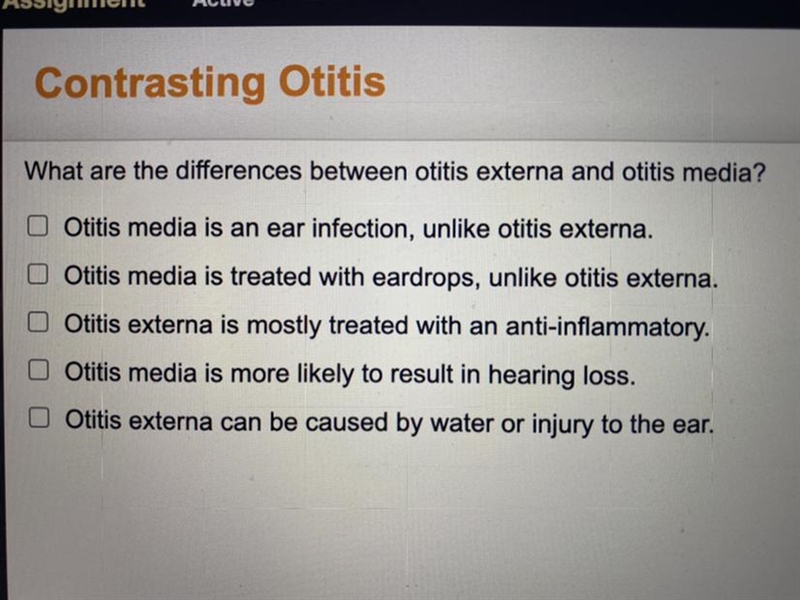 What are the differences between otitis externa and otitis media??-example-1