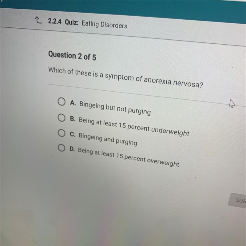 Which of these is a symptom of anorexia nervosa?-example-1