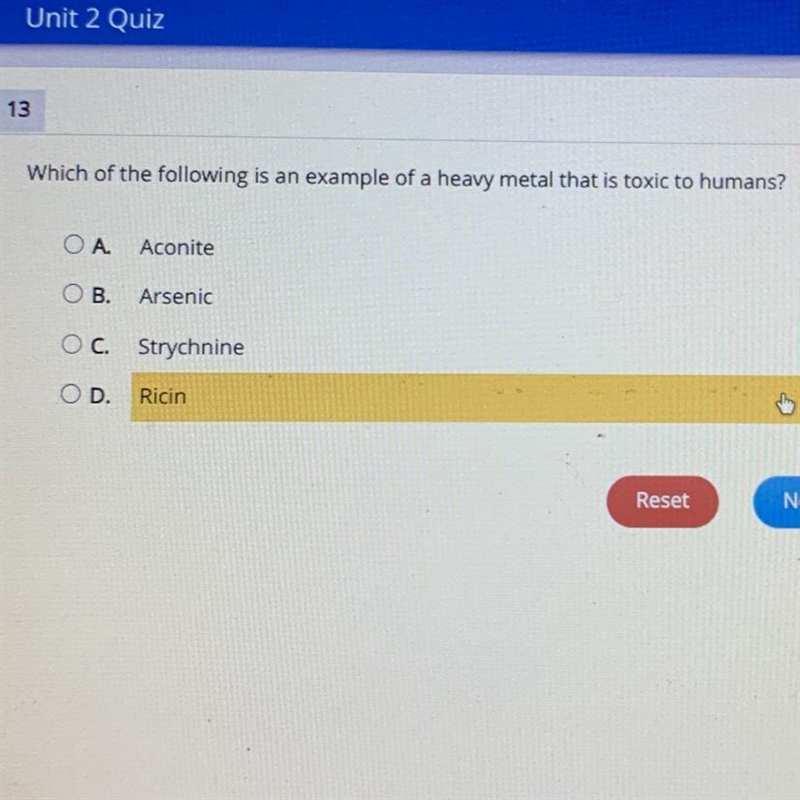 13 Which of the following is an example of a heavy metal that is toxic to humans? O-example-1
