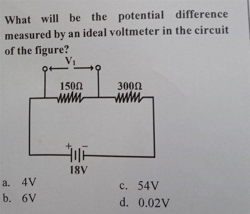 What will be the potential difference measured by an ideal voltmeter in the circuit-example-1