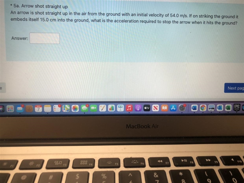 Please help!! An arrow is shot straight up in the air from the ground with an initial-example-1