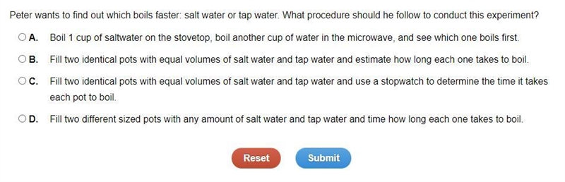 PLZ Help ASAP Peter wants to find out which boils faster: salt water or tap water-example-1