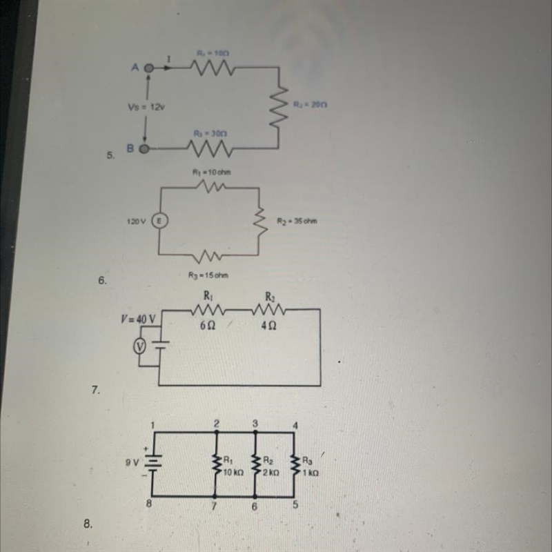 Calculate the equivalent resistance for each of the following circuits.-example-1