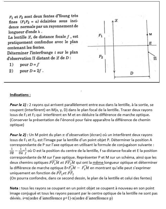 Determiner l'interfrange i sur le plan d'observation π distant de L de D: Determine-example-1