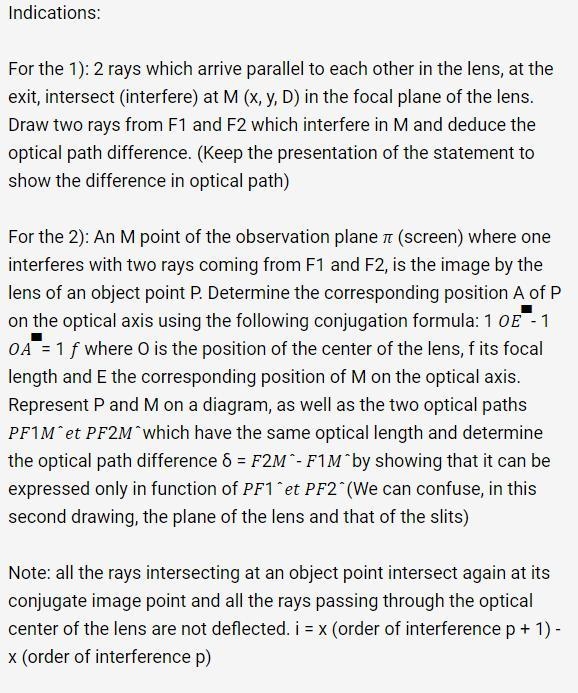 Determiner l'interfrange i sur le plan d'observation π distant de L de D: Determine-example-2