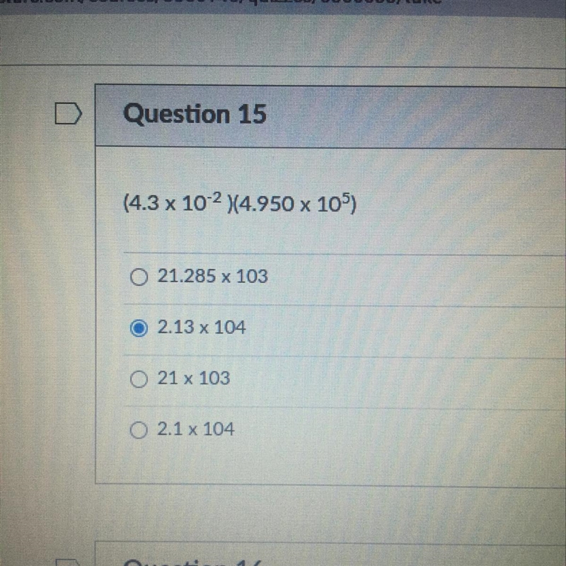 (4.3 x 10-2 )4.950 x 105) O 21.285 x 103 O 2.13 x 104 O 21 x 103 O 2.1 x 104-example-1