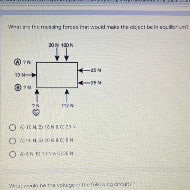 What are the messing forces that would make the object be in equilibrium?-example-1