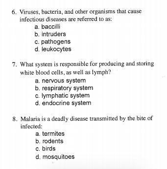 Science questions!! Please help!! Post Assessment on Investigating the Immune System-example-2