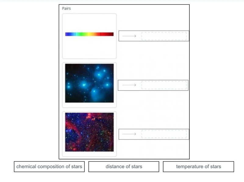 Identify the type of information scientists gather from each image. Drag the tiles-example-1