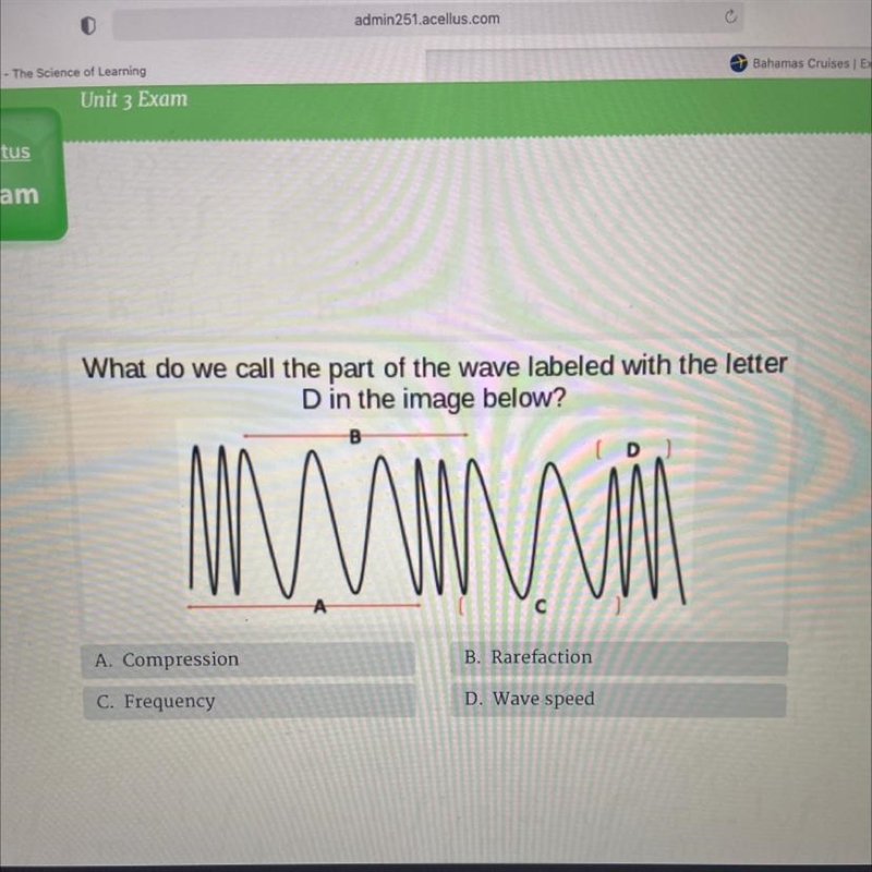 What do we call the part of the wave labeled with the letter D in the image below-example-1