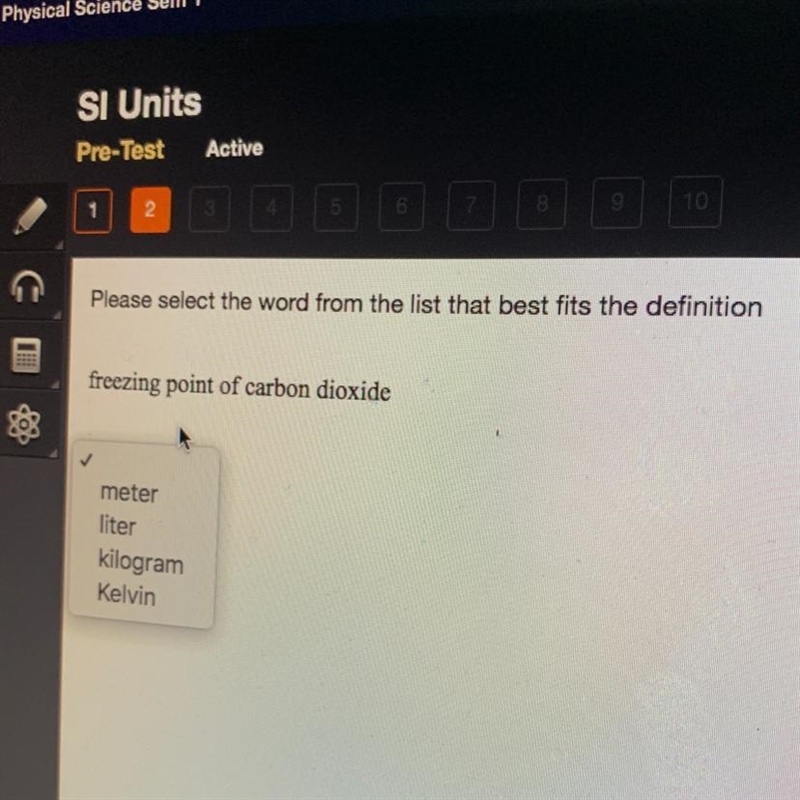 E Please select the word from the list that best fits the definition freezing point-example-1