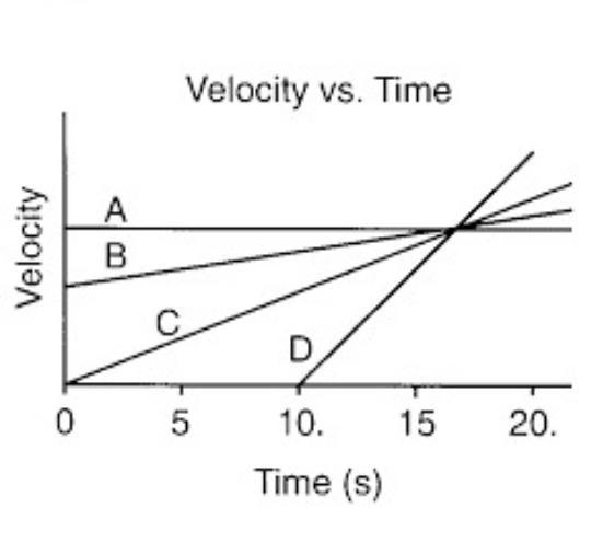 Analyze each line (A,B,C and D) on this graph to describe the acceleration, and conclude-example-1