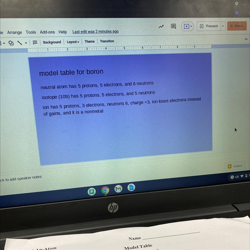 Can someone tell me if this is right (it's for my presentation) model table for boron-example-1