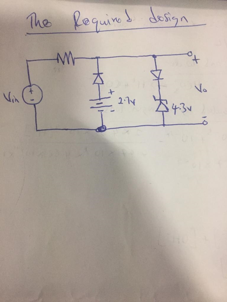 Suppose you need to design a clipper circuit to clip off the portions of an input-example-1