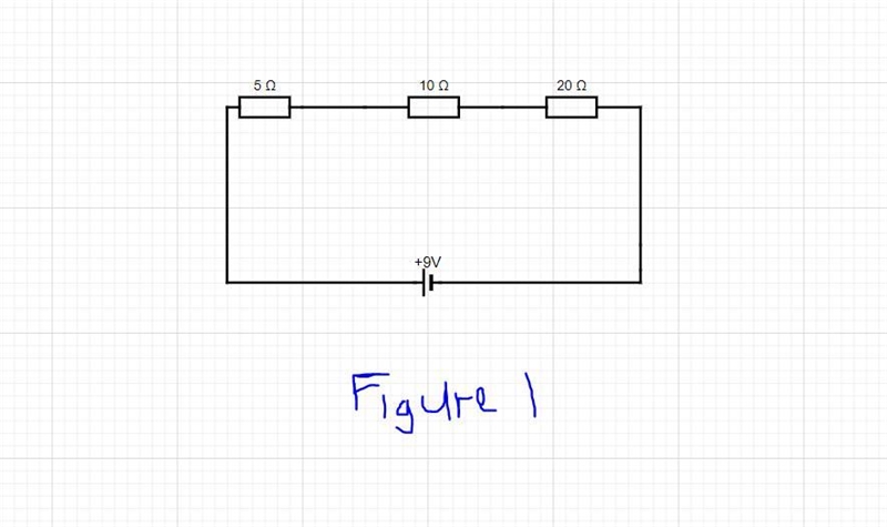 A 5.0 Ω resistor is hooked up in series with a 10.0 Ω resistor followed by a 20.0 Ω resistor-example-2