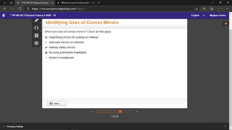 Which are uses of convex mirrors? Check all that apply. magnifying mirrors for putting-example-1