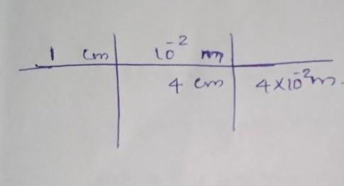 Convert 4 centimeters to meters using dimensional analysis and scientific notation-example-1