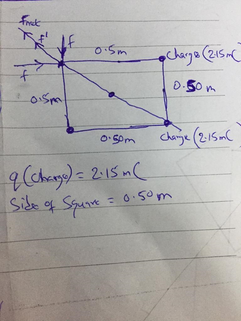 Determine the direction of the force on a charge. a. along the line between the charge-example-1