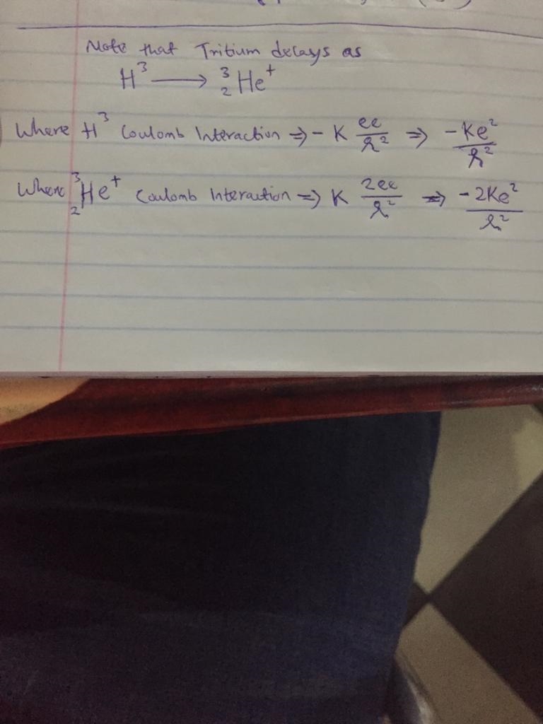 Tritium, the 3H atom, consists of a nucleus of one proton and two neutrons with a-example-2