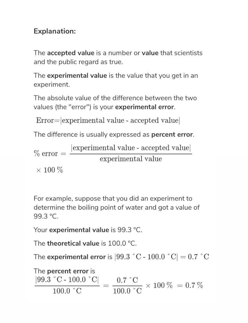 The difference between an experimental value and an accepted value is-example-1