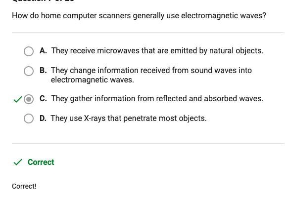 How do home computer scanners generally use electromagnetic waves? O A. They change-example-1