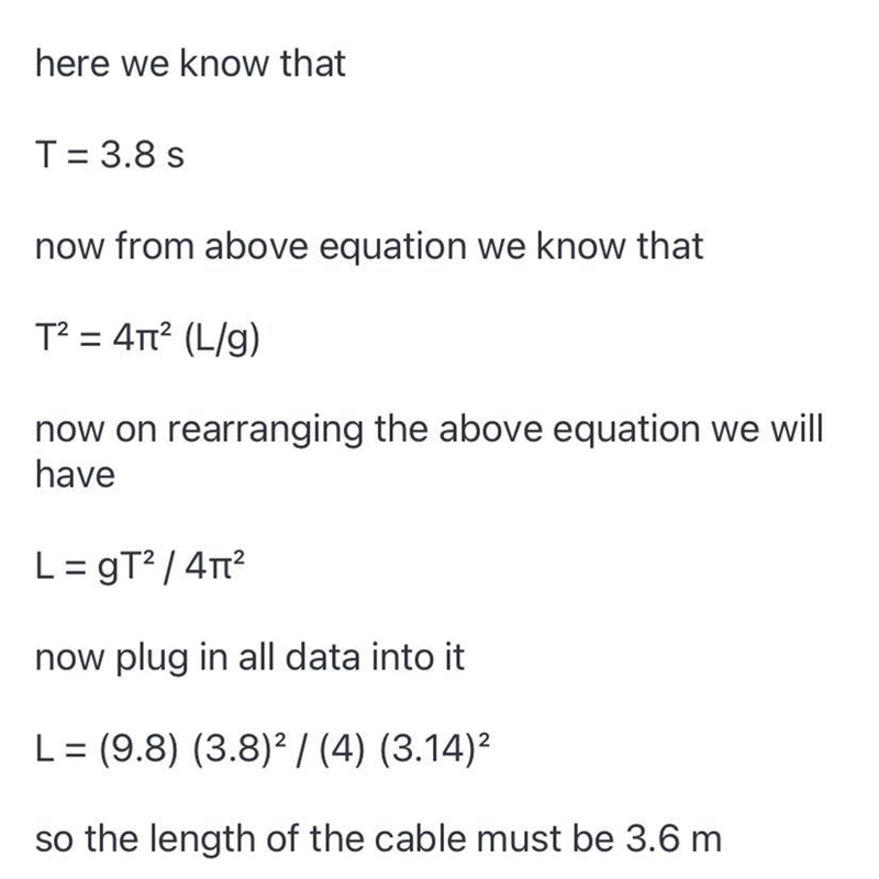 A trapeze artist swings in simple harmonic motion with a period of 3.8 s. Calculate-example-1